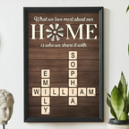 Affiche personnalisée d'art de mots croisés « Home Is Who We Share Love With »