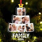 Ornement de Noël personnalisé en acrylique – Photo de famille sur sapin
