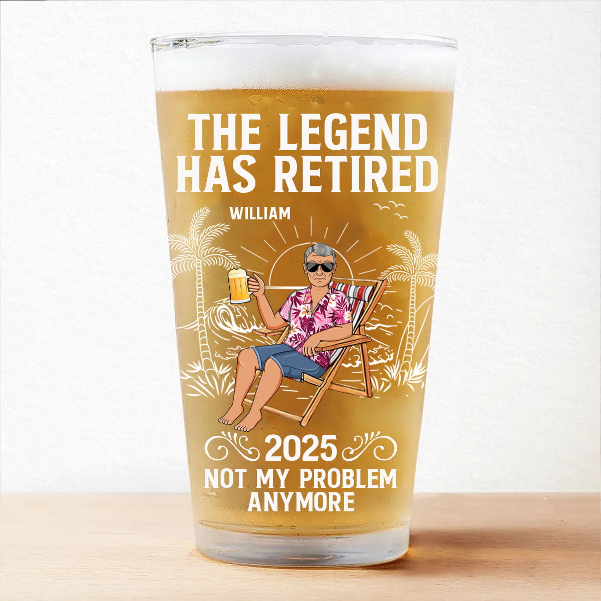 Die Legende ist in Rente, nicht mehr mein Problem – Personalisiertes Bierglas