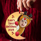 Individuelles Foto-Weihnachts-Weihnachtsmann-Baby - Personalisierter Acryl-Ausschnitt-Weihnachtsbaumschmuck