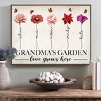 Omas Garten – Liebe wächst hier – Personalisiertes Poster mit Geburtsmonatsblumen