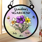 Holographie Jardin de Grand-mère Fleur de Naissance - Attrape-soleil décoratif personnalisé à suspendre aux fenêtres