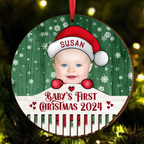Décoration de Noël personnalisée pour bébé - Berceau en bois avec photo
