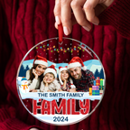 Ornement de Noël familial personnalisé en acrylique avec photo