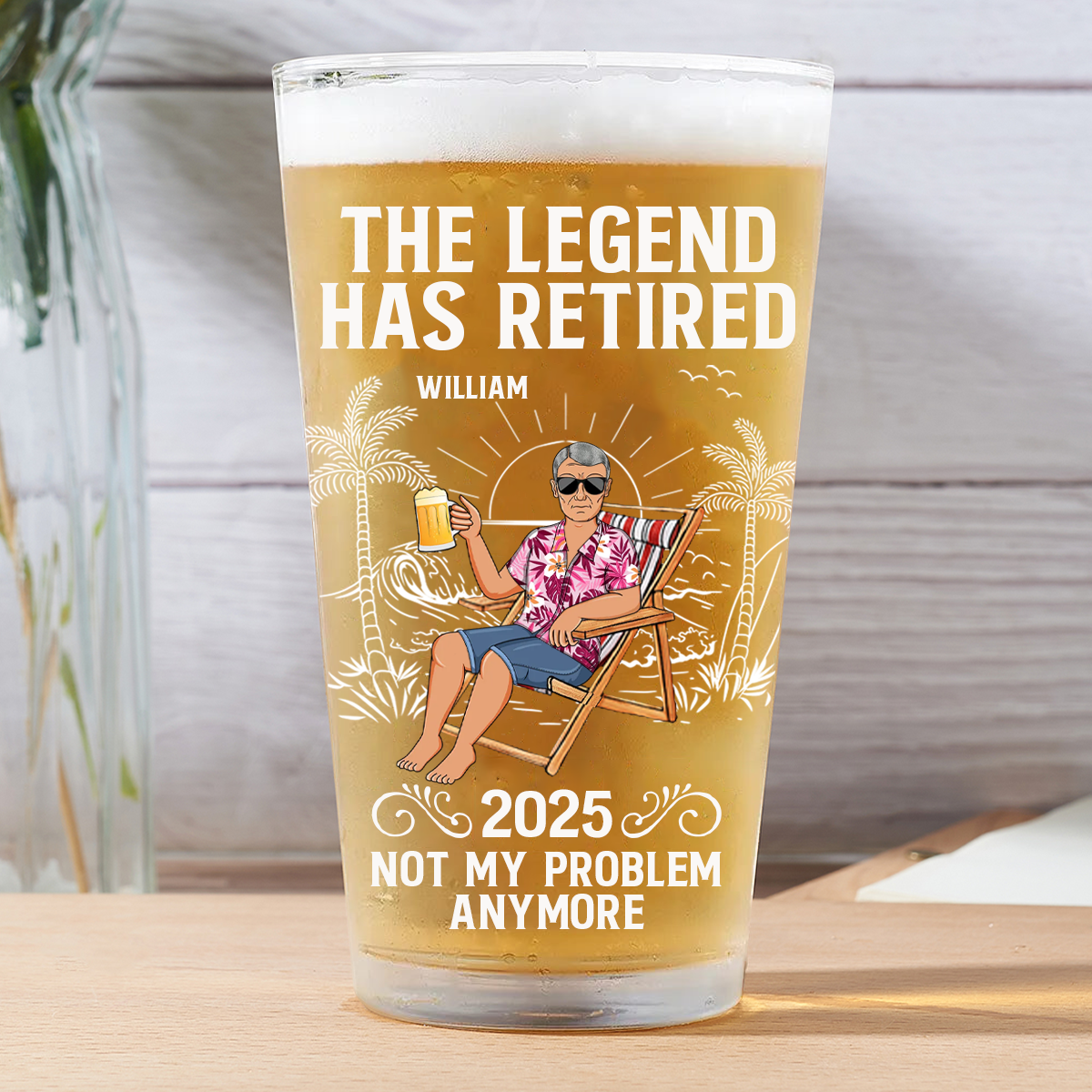 Die Legende ist in Rente, nicht mehr mein Problem – Personalisiertes Bierglas