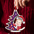 Décoration de Noël personnalisée pour bébé Père Noël avec photo - Attrape-soleil sur mesure
