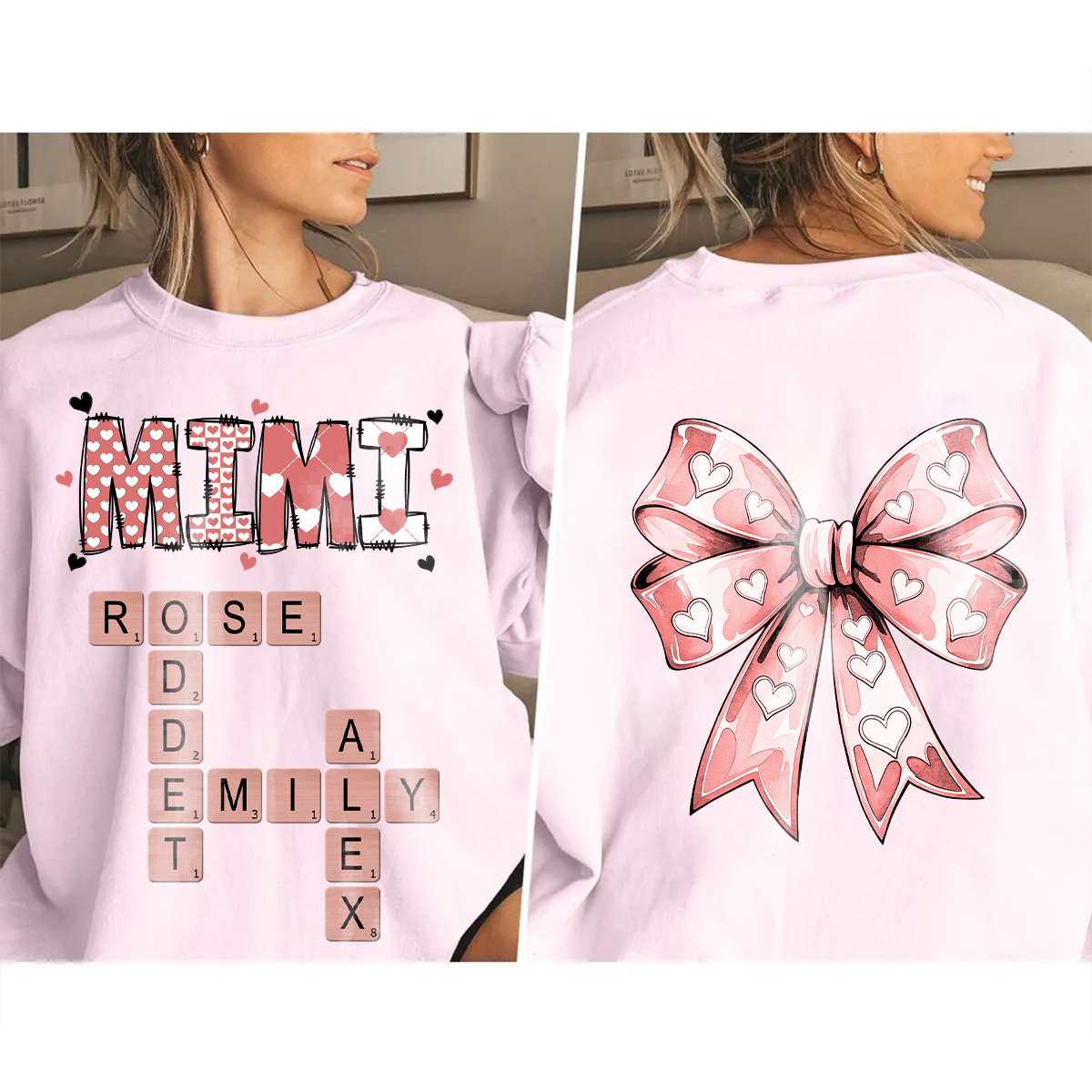 Grandma Nana Mimi Valentine's Day Gift Personalized Double Sided Sweatshirt