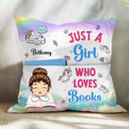 Kind Einfach nur ein Mädchen Junge, das/der Bücher liebt - Geschenk für Bücherliebhaber - Personalisiertes Kissen mit Tasche