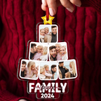 Ornement de Noël personnalisé en acrylique – Photo de famille sur sapin