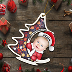 Décoration de Noël personnalisée pour bébé Père Noël avec photo - Attrape-soleil sur mesure
