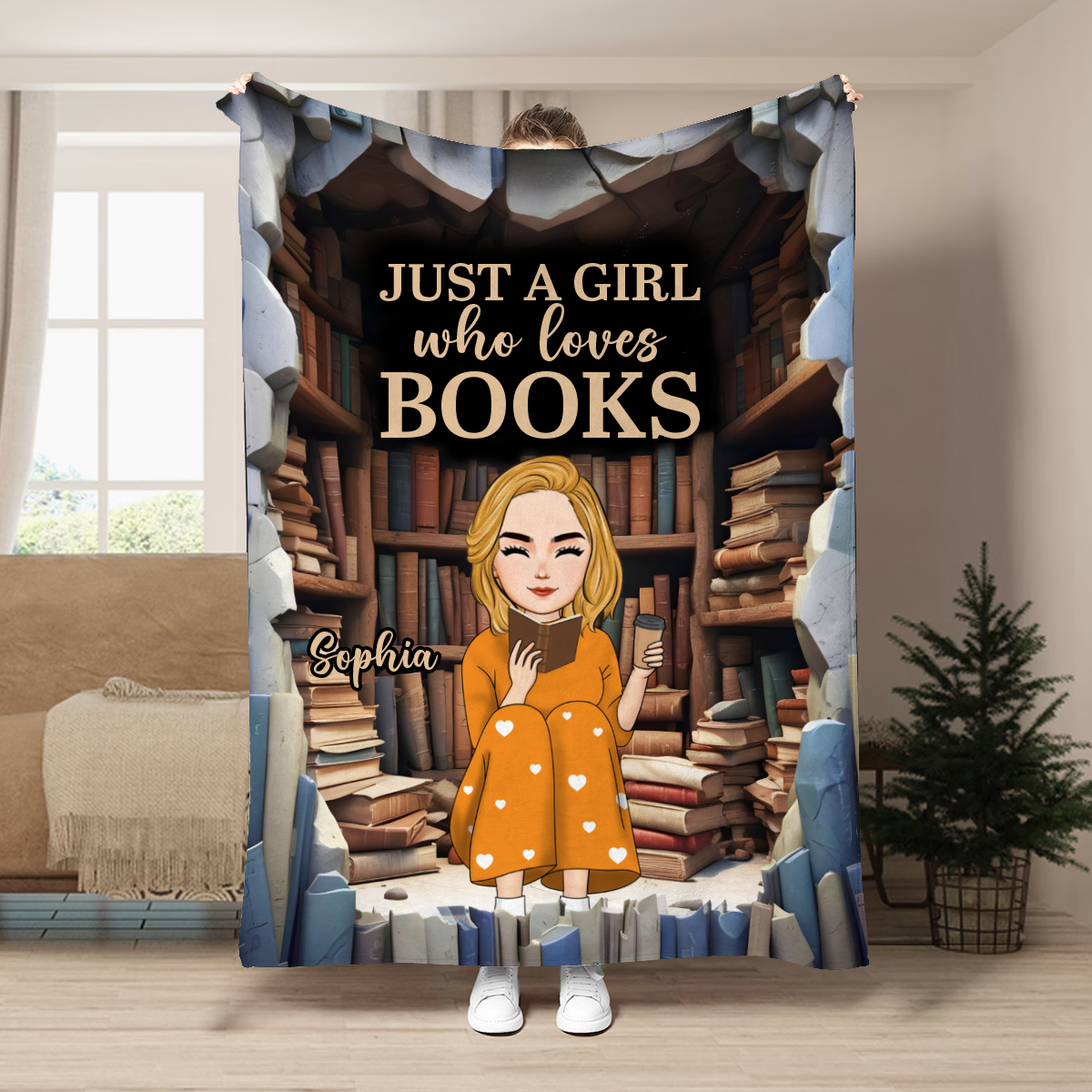 Juste une fille qui aime les livres - Couverture polaire personnalisée