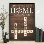 Affiche personnalisée d'art de mots croisés « Home Is Who We Share Love With »