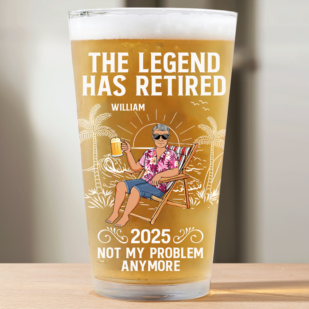 Die Legende ist in Rente, nicht mehr mein Problem – Personalisiertes Bierglas
