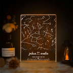 Carte du ciel personnalisée par date, veilleuse LED carte des étoiles, carte des constellations personnalisée pour couple, ciel nocturne par date, cadeau de fiançailles pour lui et pour elle