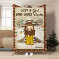Couverture en polaire personnalisée - Arbre à livres « Just A Girl Who Loves Books »