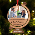 Décoration de Noël personnalisée en bois - Première retraite joyeuse et lumineuse - Forme personnalisée avec votre photo