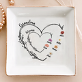 Coupelle à bijoux personnalisée - Fleurs de naissance de maman et grand-mère