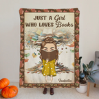 Couverture en polaire personnalisée - Arbre à livres « Just A Girl Who Loves Books »