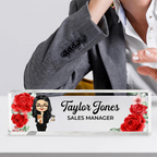Woman Man Office Floral - Personalized Desk Name Plate