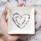 Coupelle à bijoux personnalisée - Fleurs de naissance de maman et grand-mère