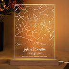 Carte du ciel personnalisée par date, veilleuse LED carte des étoiles, carte des constellations personnalisée pour couple, ciel nocturne par date, cadeau de fiançailles pour lui et pour elle