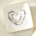 Coupelle à bijoux personnalisée - Fleurs de naissance de maman et grand-mère