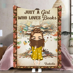 Couverture en polaire personnalisée - Arbre à livres « Just A Girl Who Loves Books »