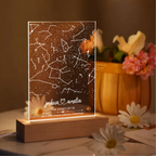 Carte du ciel personnalisée par date, veilleuse LED carte des étoiles, carte des constellations personnalisée pour couple, ciel nocturne par date, cadeau de fiançailles pour lui et pour elle