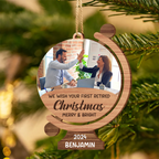 Décoration de Noël personnalisée en bois - Première retraite joyeuse et lumineuse - Forme personnalisée avec votre photo