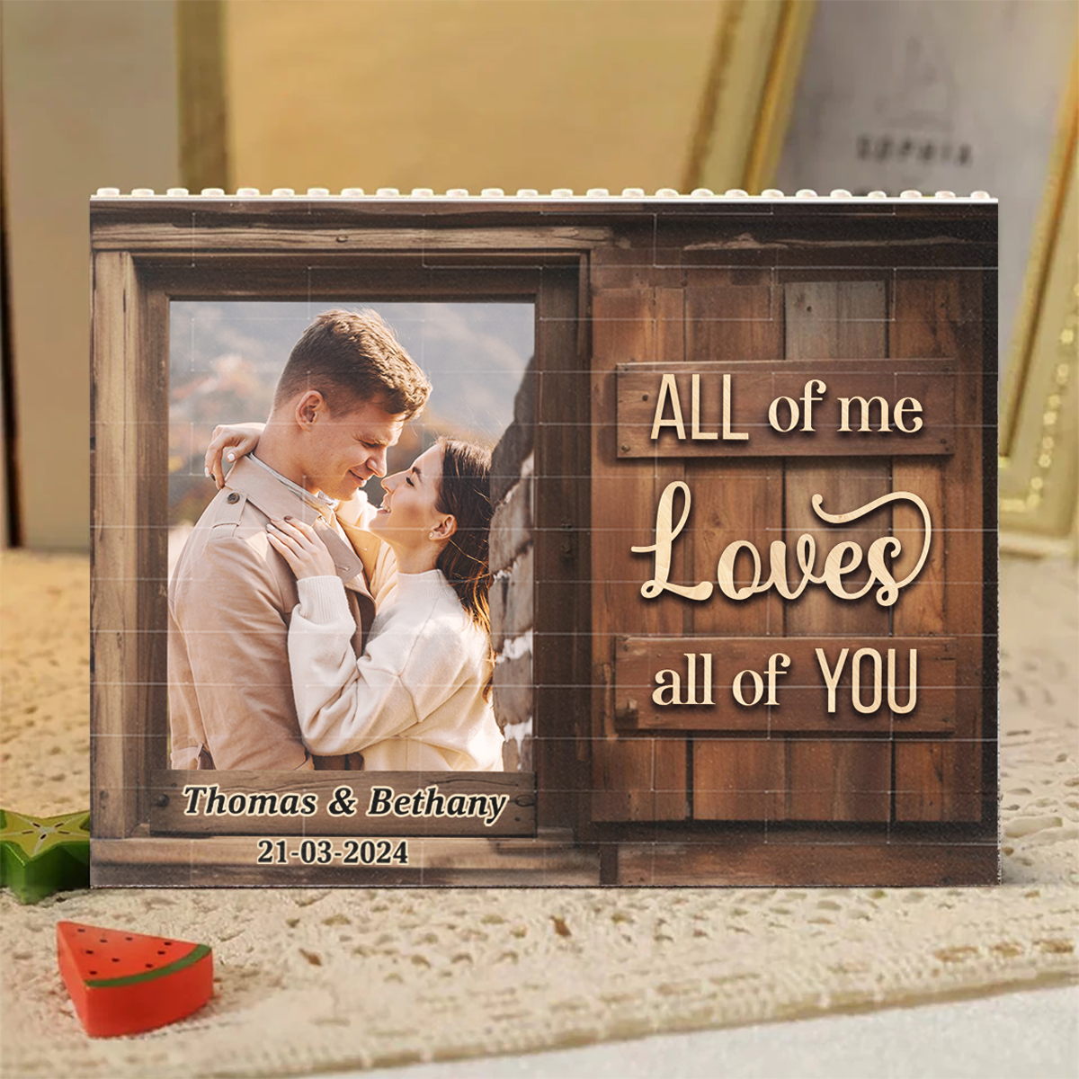Custom Photo All Of Me Loves All Of You - Couple Personalized Custom Horizontal Rectangle Shaped Building Brick Blocks - Gift For Husband Wife, Anniversary