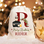 Monogramm „Frohe Weihnachten“ Flat Art Familie – Personalisierte Geschenktüte