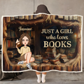 Juste une fille qui aime les livres - Couverture à capuche personnalisable avec bibliothèque