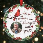 Immer bei dir Stechpalmenzweig Kardinal Gedenkfoto personalisiertes rundes Ornament