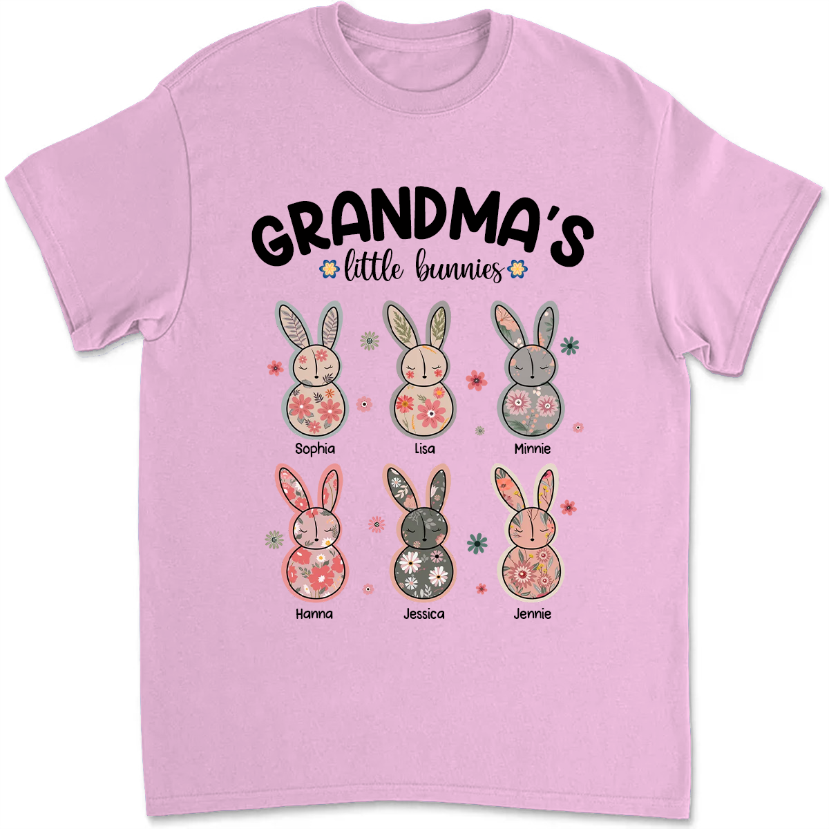 Grandma's Little Bunnies Floral Easter Personalized Shirt