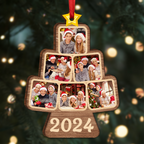 Décoration de Noël familiale personnalisée avec photo - Ornement en bois personnalisé et découpé sur mesure