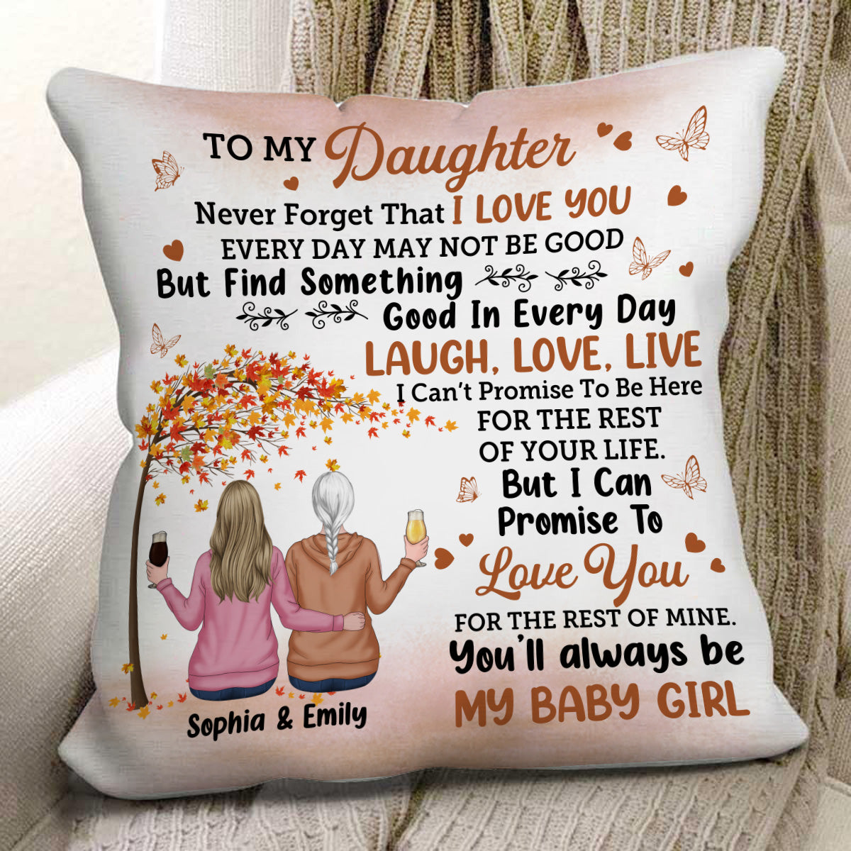 À ma fille, n'oublie jamais que je t'aime - Coussin personnalisé