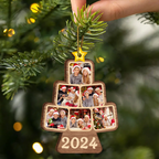 Décoration de Noël familiale personnalisée avec photo - Ornement en bois personnalisé et découpé sur mesure