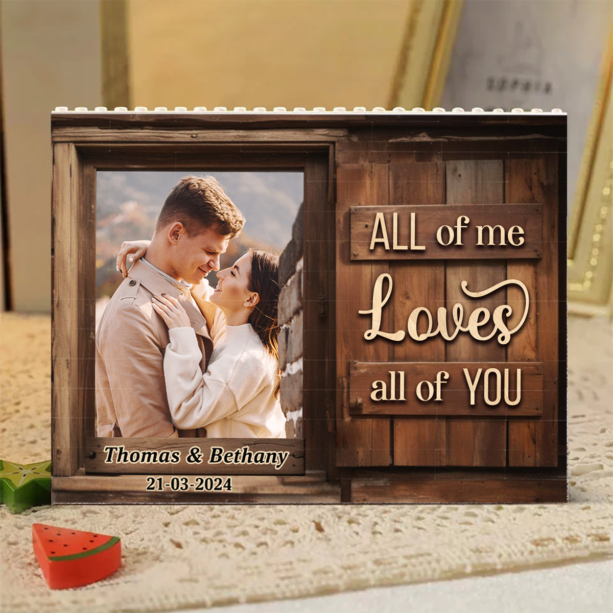 Custom Photo All Of Me Loves All Of You - Couple Personalized Custom Horizontal Rectangle Shaped Building Brick Blocks - Gift For Husband Wife, Anniversary