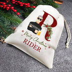 Monogramm „Frohe Weihnachten“ Flat Art Familie – Personalisierte Geschenktüte