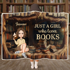 Juste une fille qui aime les livres - Couverture à capuche personnalisable avec bibliothèque