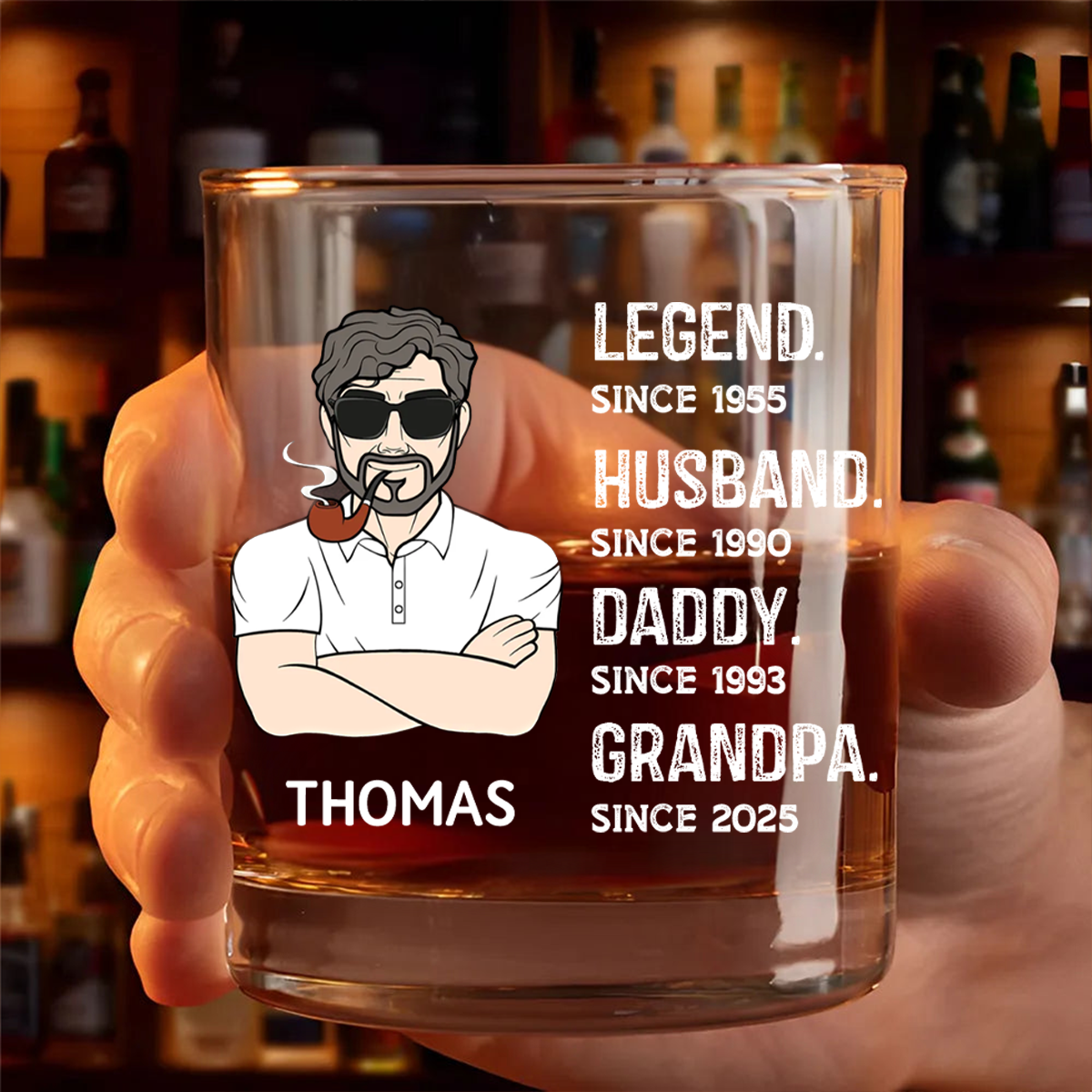 Legend Husband Daddy - Personalized Whiskey Glass
