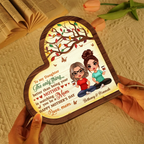 À ma fille, cadeau de maman, plaque en bois personnalisée à 2 couches en forme de cœur avec LED