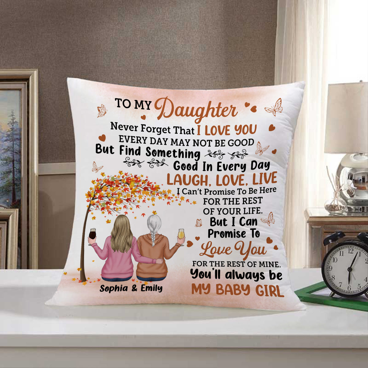 À ma fille, n'oublie jamais que je t'aime - Coussin personnalisé