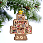 Décoration de Noël familiale personnalisée avec photo - Ornement en bois personnalisé et découpé sur mesure