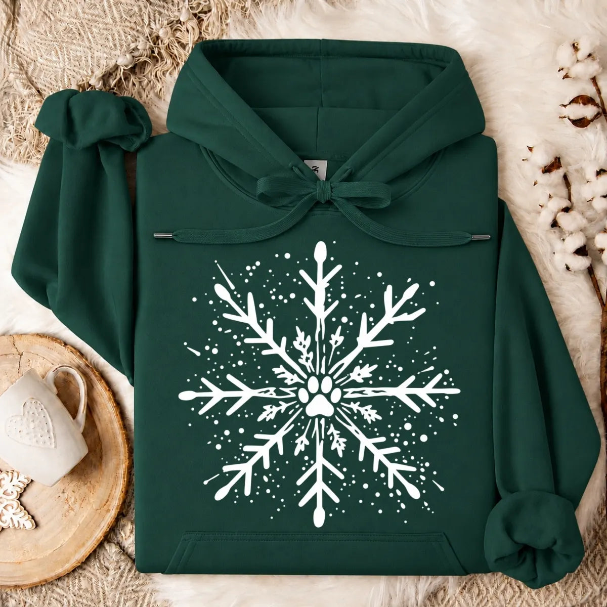 Paw Print Snowflake Christmas Oversized Hoodie