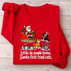 Little Do People Know Santa First Tried Cats Funny Christmas Shirt
