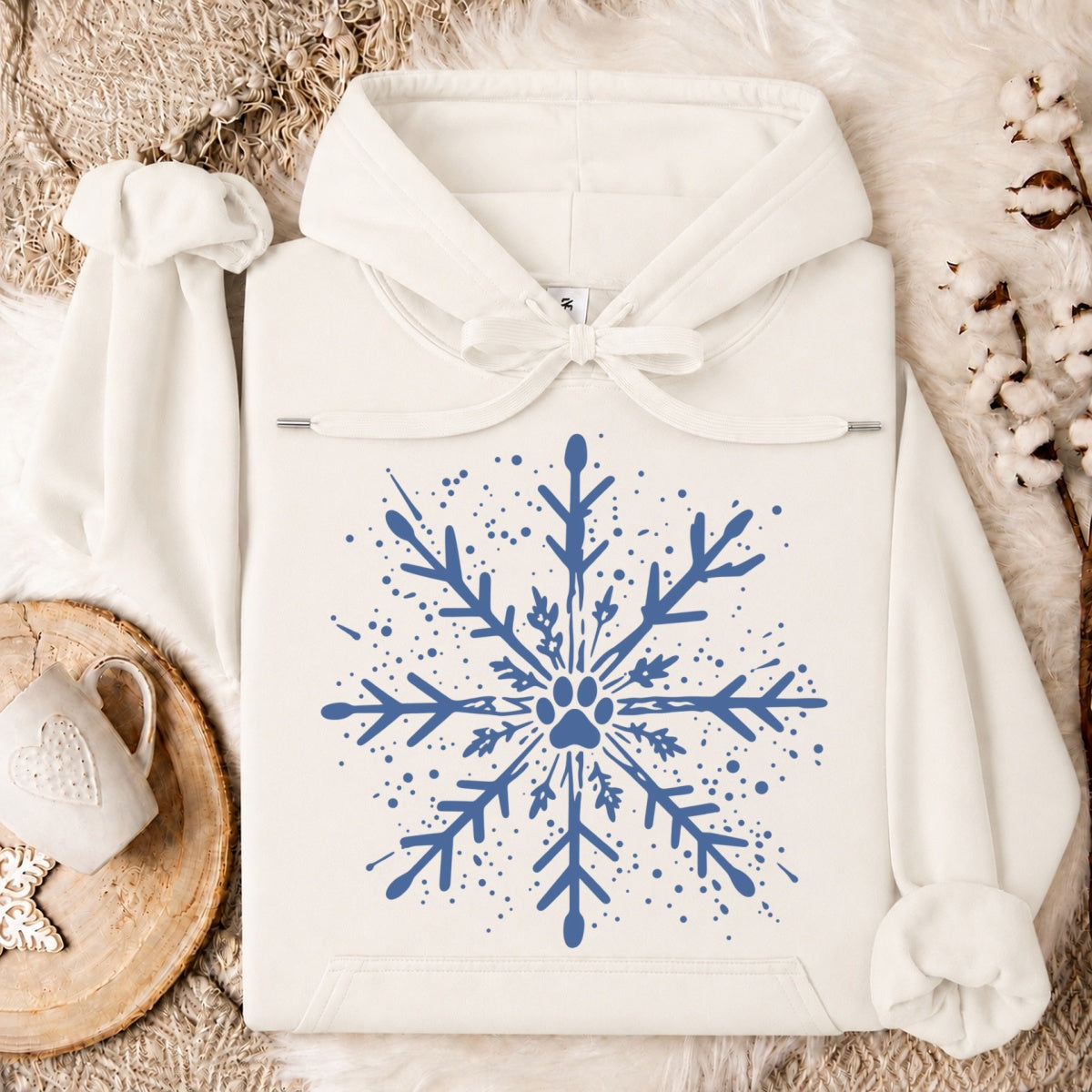 Paw Print Snowflake Christmas Oversized Hoodie
