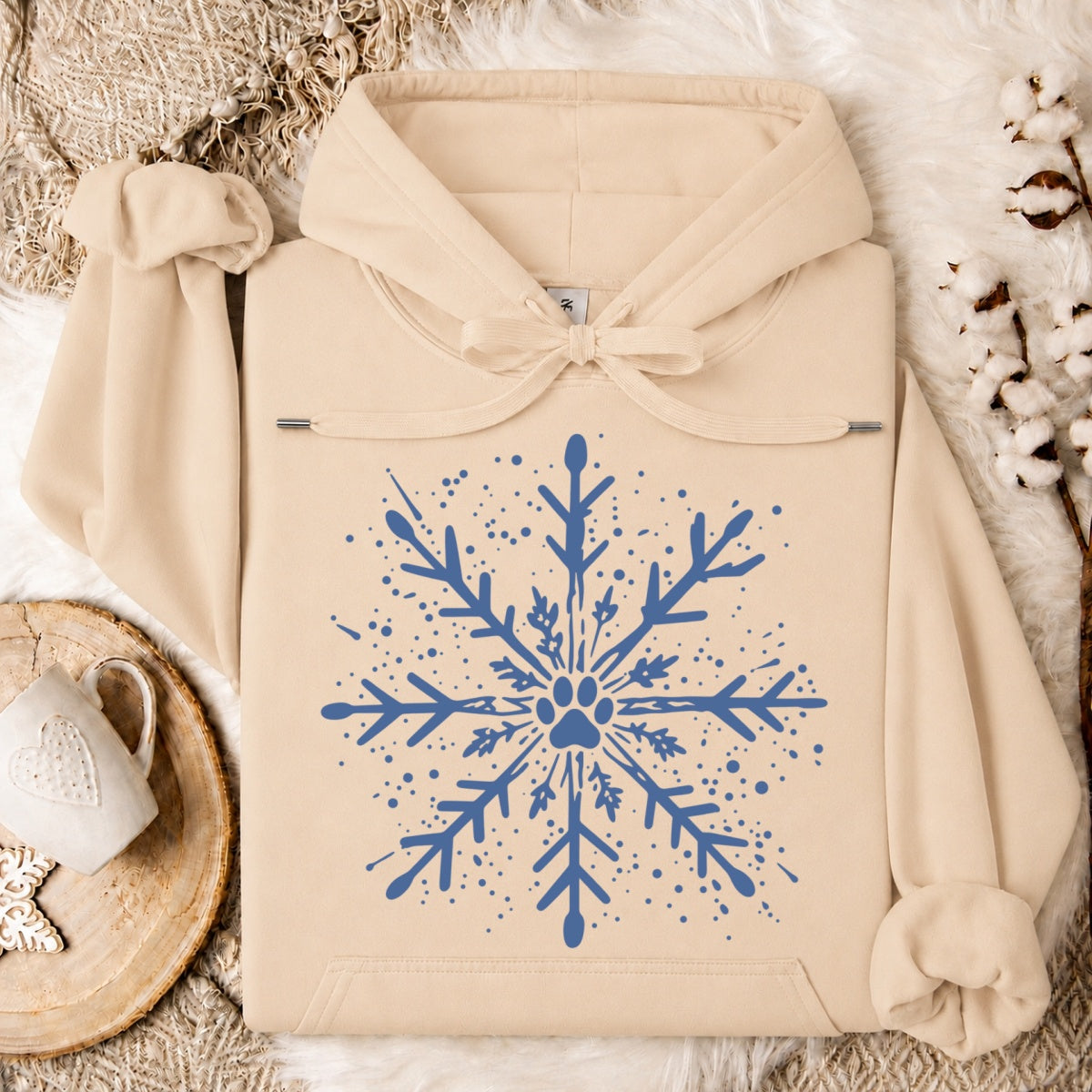 Paw Print Snowflake Christmas Oversized Hoodie