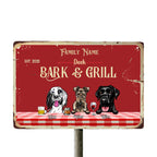 Backyard Bark & Grill Dog Funny Personalized Metal Sign