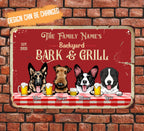 Backyard Bark & Grill Dog Funny Personalized Metal Sign
